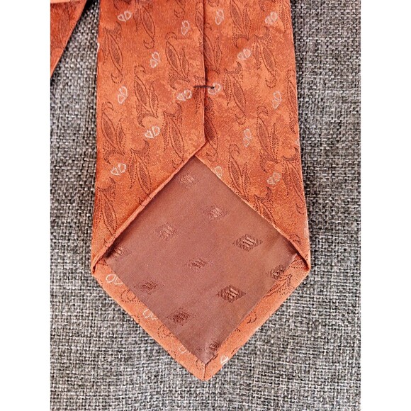 Tie 70s 80s 90s Y2K Mens Joseph Abboud Silk Rust Orange Brown 4 Wide 57 Long - Picture 3 of 6